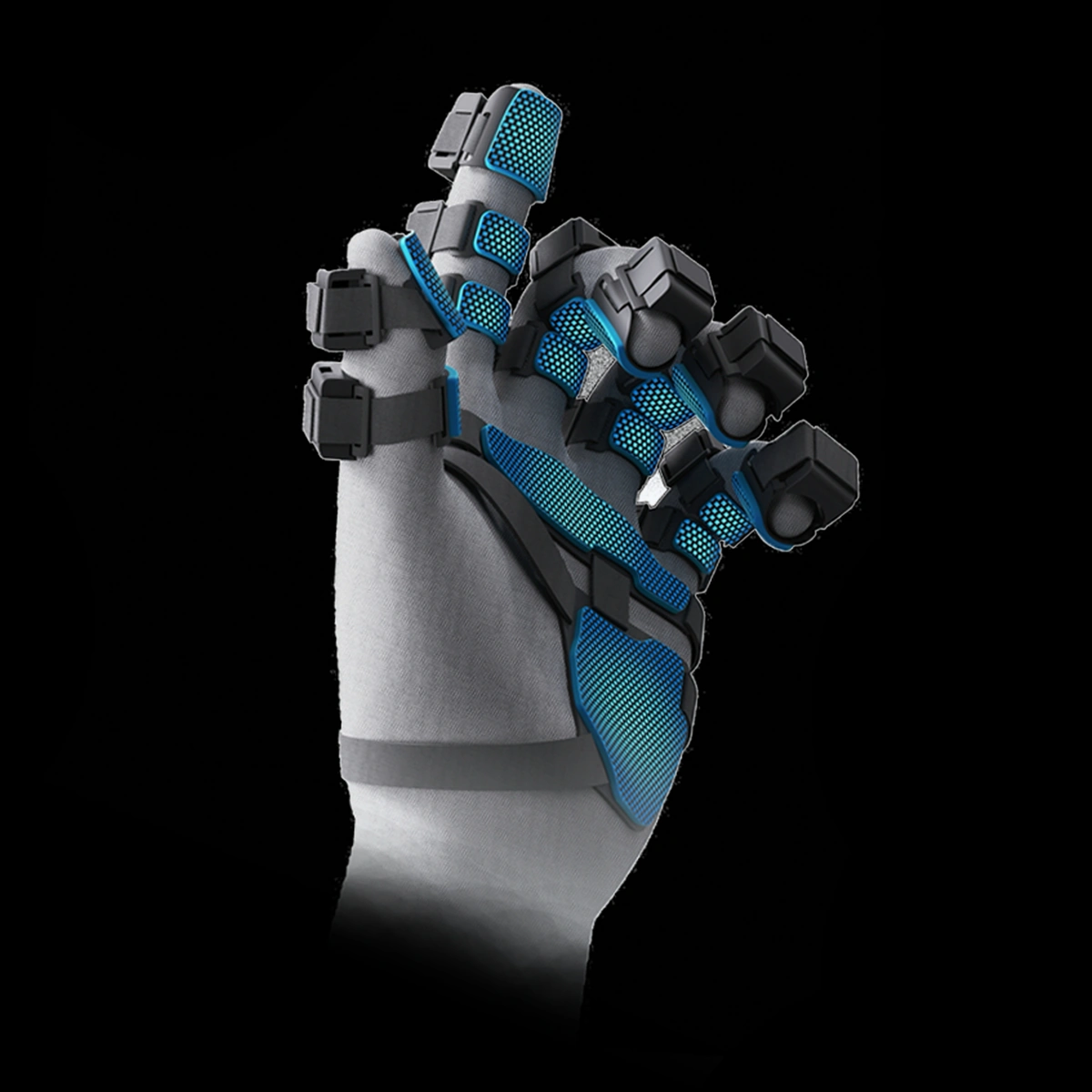 Magic Glove Concept in a grasping pose, showing its tactile sensing modules